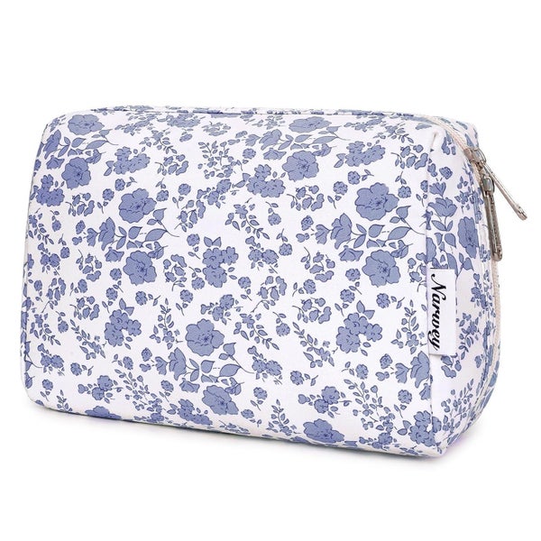 Makeuptasche Damen Kosmetiktasche Kleine Graublaue Blume L 1 St
