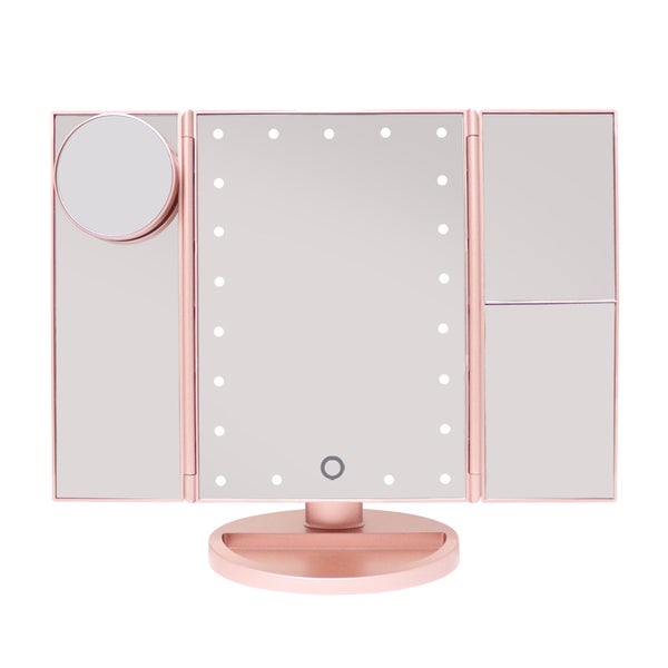UNIQ Hollywood LED-Schminkspiegel Trifold - Roségold