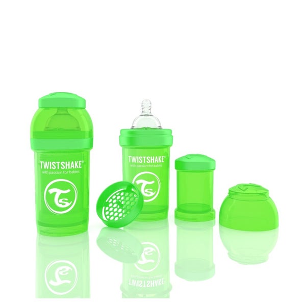 Twistshake Anti-Kolik Trinkflasche / Babyflasche mit Silikonsauger und Milchpulverportionierer 180ml 1 St