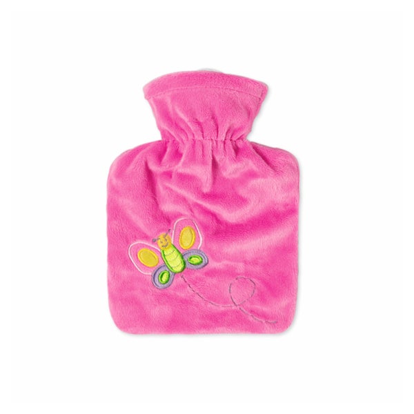 Kinder-Wärmflasche 0,6 l mit Nickiveloursbezug Schmetterling pink 1 St