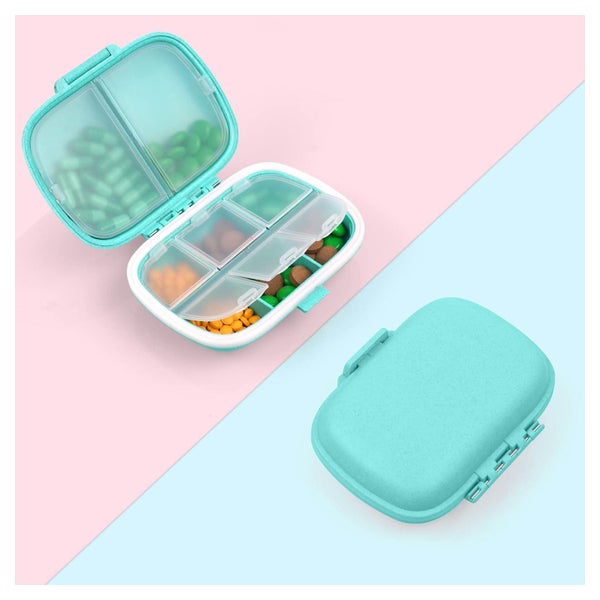 Tablettenbox 7 Tage Pillendose 8 Fächer BPA Frei Blau 1 St