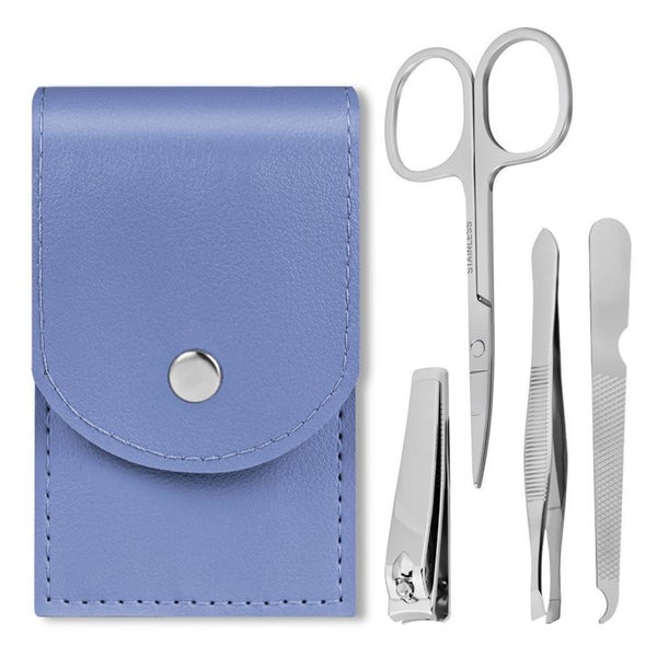 LOPHE 4-teiliges Maniküre & Pediküre Set, Edelstahl, mit Etui, Blau