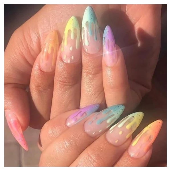 Künstliche Nägel 24 Stück Stiletto French rainbow&amp; Stile 1 St