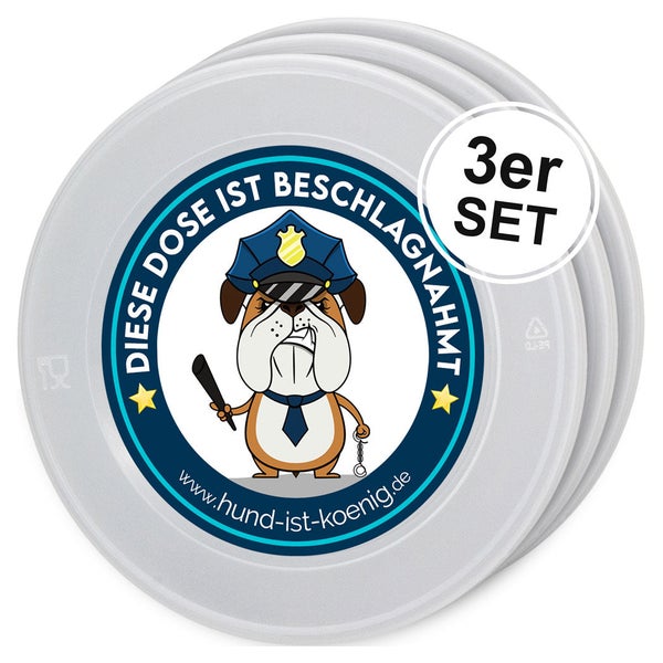 HUND IST KÖNIG Dosendeckel für Tierfutter – 200/400 g Dosen 3 St