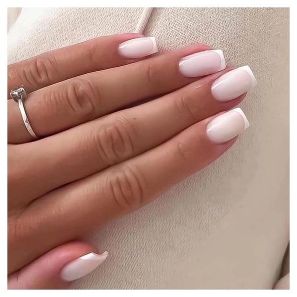 Künstliche Nägel 24 Weiß French Eckig Glossy 12Milky&amp;squ 1 St
