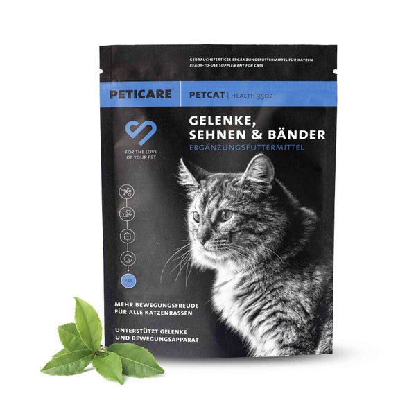 Peticare Gelenkpulver für Katzen, Mit MSM, Kollagen, stärkt Knochen, Gelenke 125 g