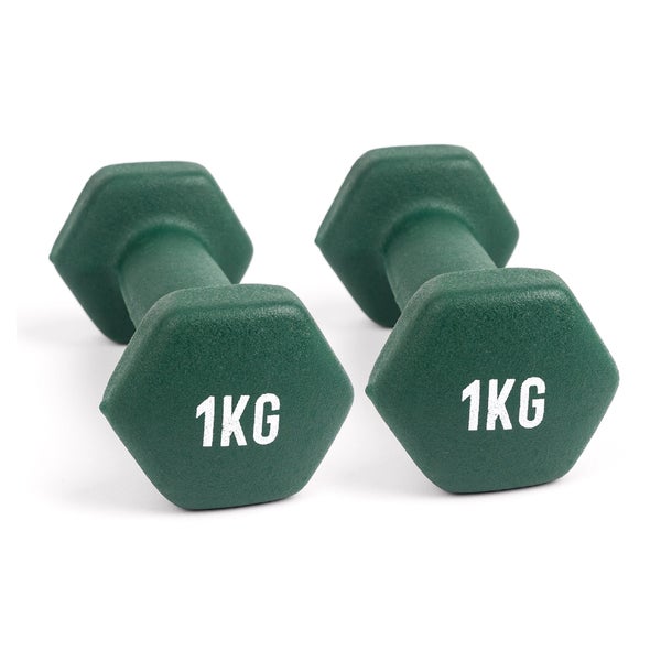 Myga Sechseckige Kurzhanteln (Paar) - 1kg - Dunkelgrün 2 St