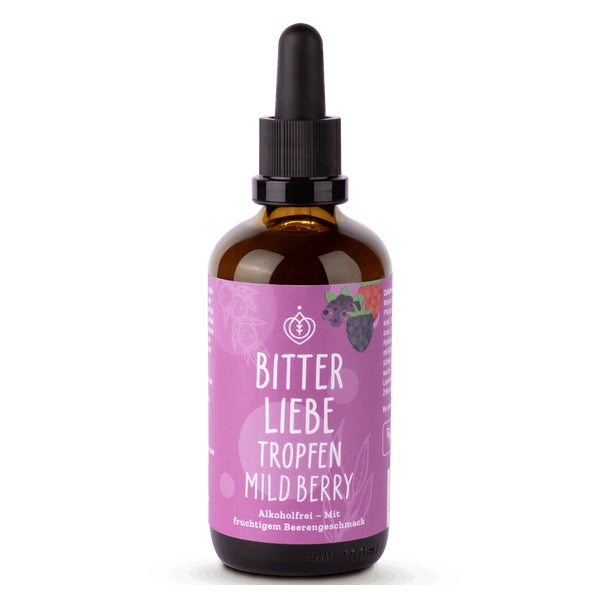 BitterLiebe - Bittertropfen Berry mild - Bitterstoffe Tropfen ohne Alkohol mit Fruchtgeschmack - Artischocke & Löwenzahn für die Verdauung 1x 100 ml