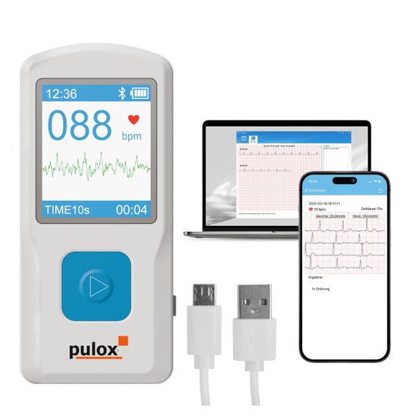 Pulox PM10 - Mobiles Einkanal EKG-Gerät mit Datenspeicher, PC-Software und App 1 St