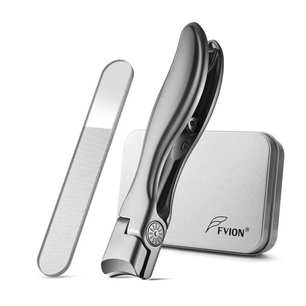 FVION Nagelknipser Set mit Auffangbehälter & Nano-Nagelfeile, Edelstahl, für