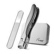FVION Nagelknipser Set mit Auffangbehälter & Nano-Nagelfeile, Edelstahl, für