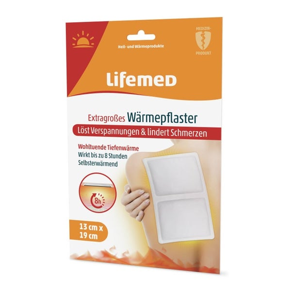 Lifemed Extragroßes Wärmepflaster Wärmeapplikation - 19 cm x 13 cm - 3 Stück, Farbe: weiß 1 St