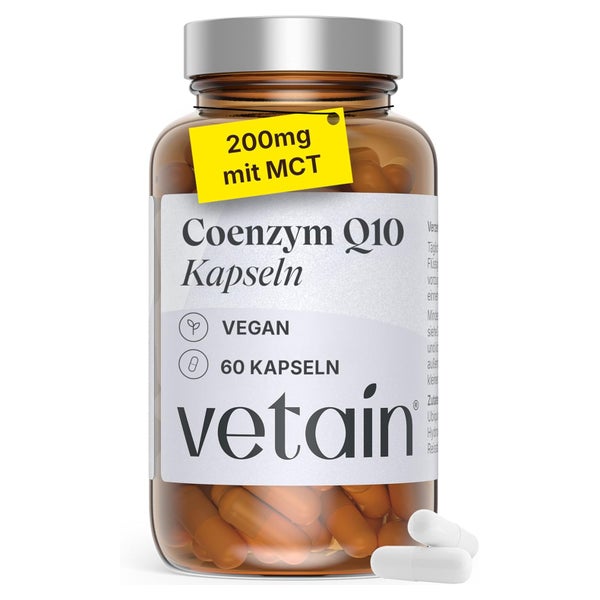VETAIN Coenzym Q10 200mg - Mit Ubiquinon & MCT - Vegan 60 St
