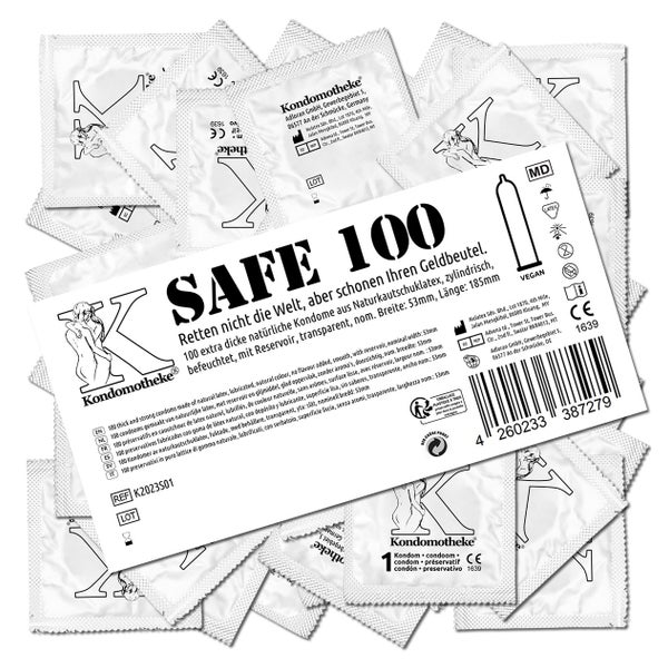 «SAFE» strapazierfähige Kondome, 53 mm, vegan, 100 Stück (100 Kondome) 100 St
