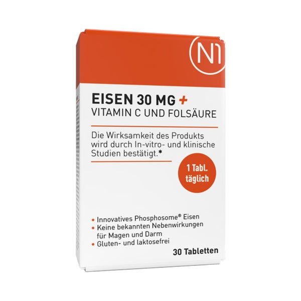 N1 Eisentabletten 30 mg + Vitamin C & Folsäure 30 St