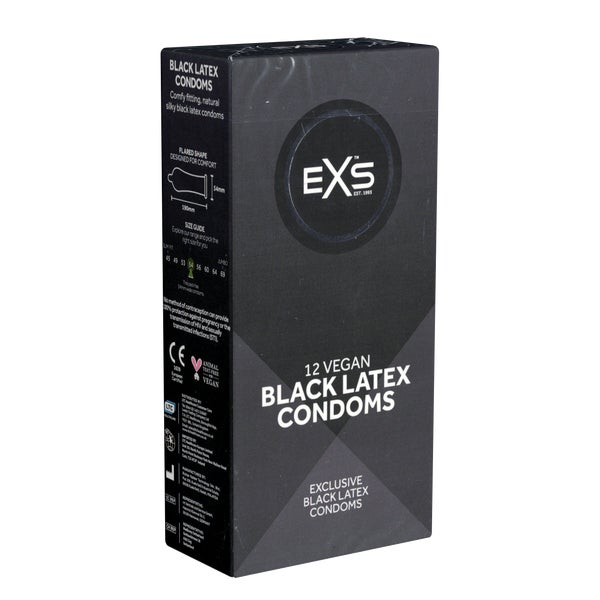 «Black Latex» Comfy Fit - 12 schwarze Kondome, Comfort-Form (12 Kondome) 12 St