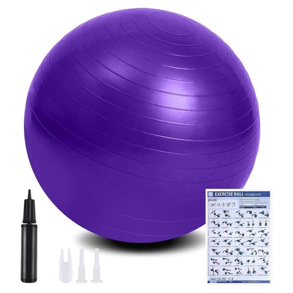Gymnastikball AntiBurst Fußpumpe Pilates 65cm 55cm Violett 1 St