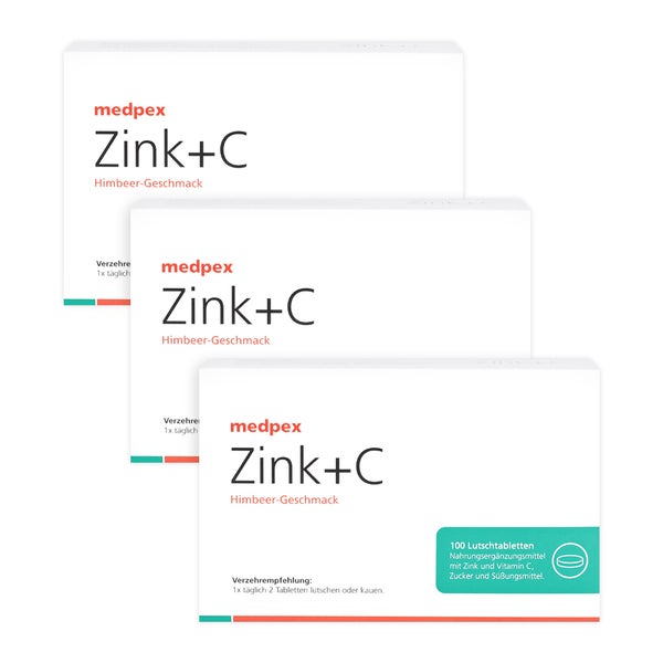 medpex Zink+C Himbeer Tabletten Trio 3X100 St