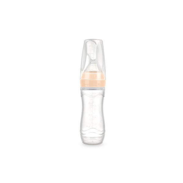 Squeeze Fütter-Flasche mit Löffel - Peach 1 St