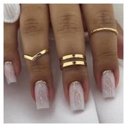 24 Stück Glossy White Marmor French Nägel Aufkleben Acryl Pr 1 St