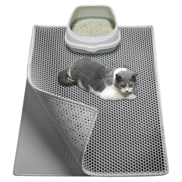 Katzenklo Matte EVA Katzenstreu Waben Doppelschicht Grau 76x 1 St