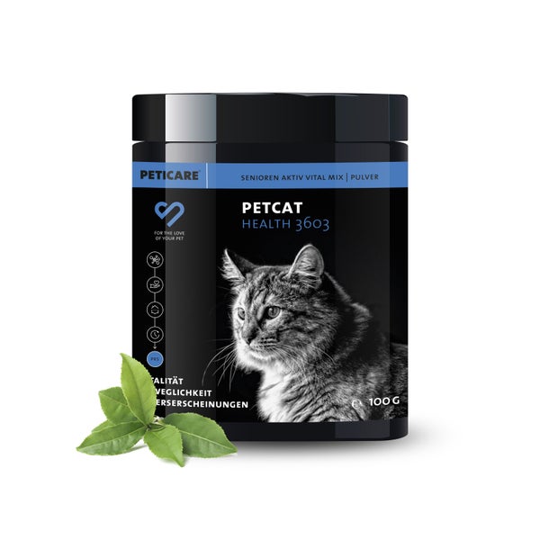 Peticare Senior Pulver für Katzen, fördert Vitalität & Beweglichkeit im Alter 100 g