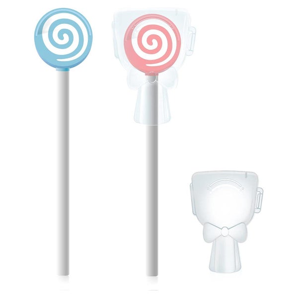 Zungenreiniger Kinder Lutscher-Form Rosa Blau 2er Pack 1 St