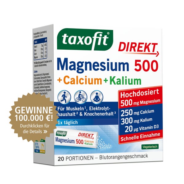 Taxofit Magnesium 500+calcium+kalium Direkt Gran. 20 St