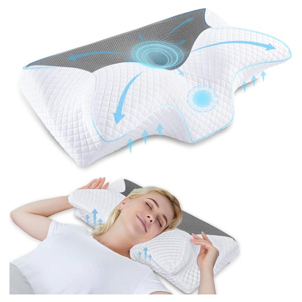 Kissen Nackenstützkissen Memory Foam 60 x 35 x 8 12cm Grau 1 St
