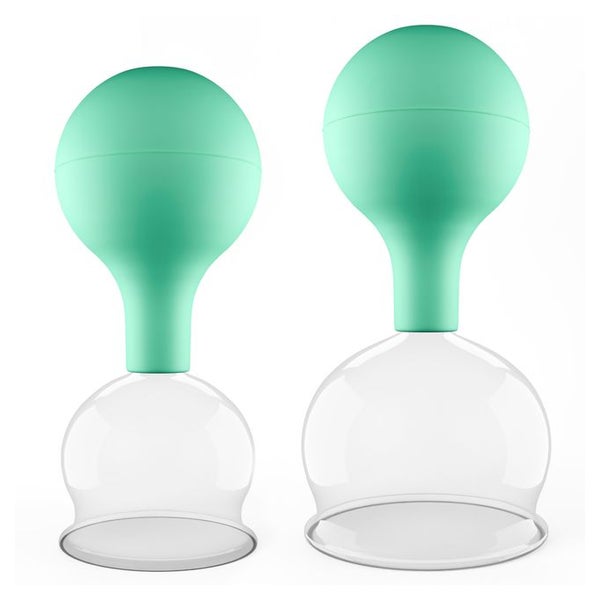 Pulox Schröpfgläser aus Echtglas mit Saugball - Set Duo Groß in Grün: 52mm, 62mm 2 St