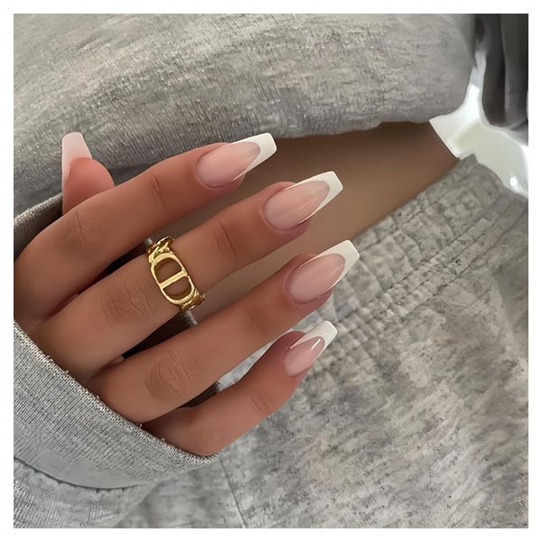 Nägel Press On Gel French Tip 30 Mandel Acryl Künstliche Sar 1 St