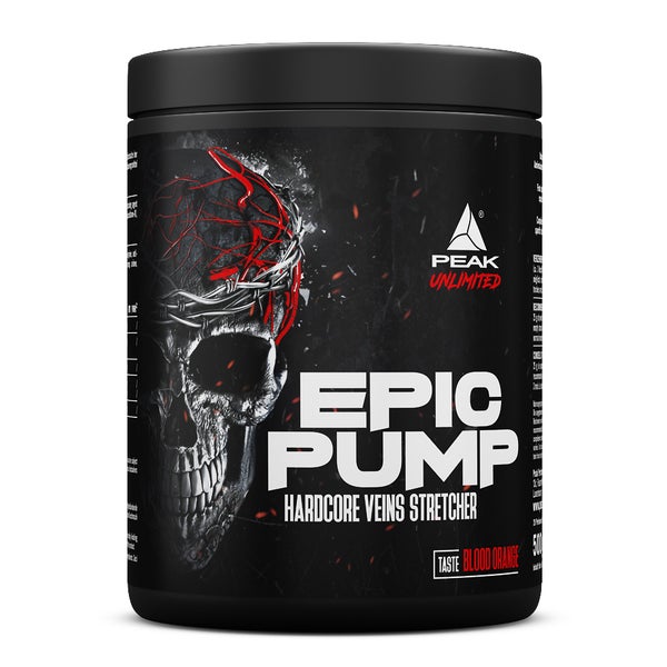 PEAK Epic Pump - 500g - Geschmack Blood Orange I 20 Portionen I Pre Workout Booster I ohne Stimulanzien I L-Citrullin Malat I L-Arginin AKG/Nitrat I Taurin I vegan 500 g