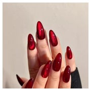 30 Stück Kristall Cat Eye Falsche Nägel Mittel Oval Blutrot 1 St