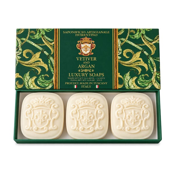 Saponificio Artigianale Fiorentino Vetiver & Argan Seifen – Duftseifen aus der Toskana 375 g