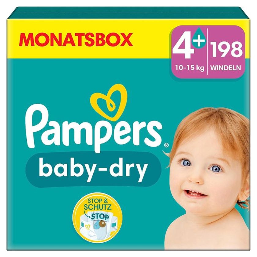 Pampers Windeln Größe 4+ (10-15kg) Baby-Dry 198 St
