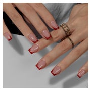Press On Nägel Eckig French Tip 30 Stück Kleber Rot 1 St