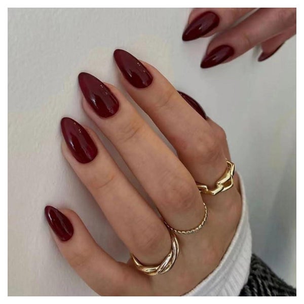 Kunstnägel Press On Kurz Almond Burgundisch Nagelkleber L17 1 St