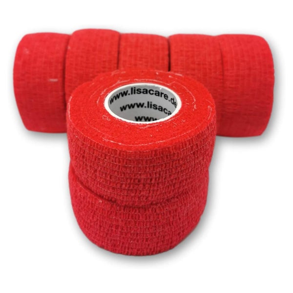 LisaCare latexfreie, kohäsive Fingerpflaster 2,5cm - Rot 7 St