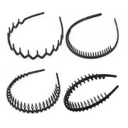 4 Schwarze Elastische Rutschfeste Haarreifen Matt - Sport Fi 1 St