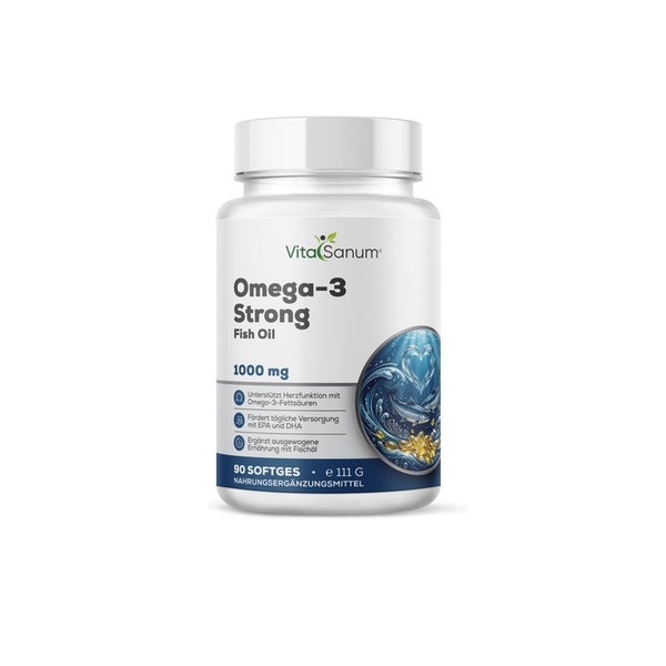VitaSanum® Omega 3 STRONG – 1000 mg Fischöl Tagesportion – 90 Softgelkapseln 90 St