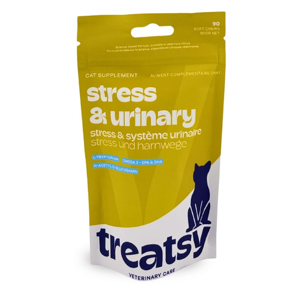 Treatsy Nahrungsergänzungsmittel – Stress & Harnwege für Katzen - L-Tryptophan, Omega-3 90 g