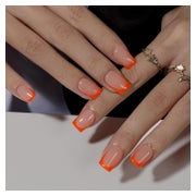 Künstliche Nägel Kurz Eckig French Tip Orange 30 Stück Neon 1 St