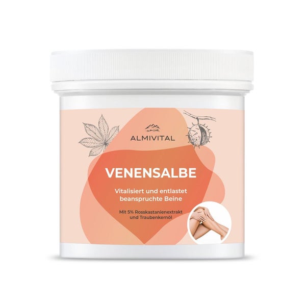 ALMIVITAL Venensalbe mit Rosskastanie, Campher & Menthol – Pflege und Stärkung für Ihre Venen 250 ml