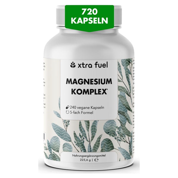XTRA FUEL Magnesium Komplex - 5‑in-1 Mineral Formel mit Bisglycinat & L-ascorbat 720 St