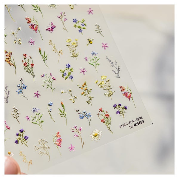 Nagelsticker 5D geprägt Blumen selbstklebend Nageldesign Blu 1 St