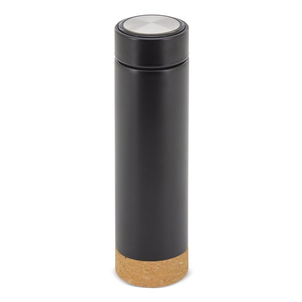 Edelstahl Thermosflasche mit Korkboden "Ruben" - schwarz 1 St