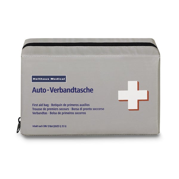 Holthaus Klassik Auto-Verbandtasche, Autoapotheke, Auto-Verbandkasten, DIN 13164, Grau 1 St