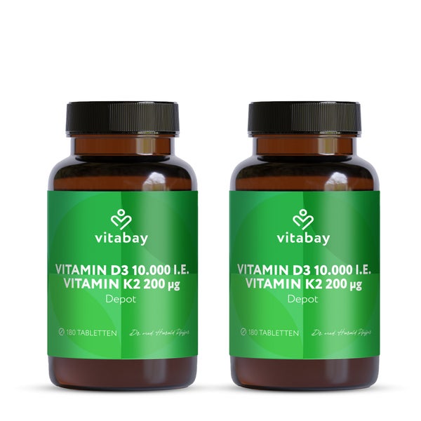 Vitabay Vitamin D3 10000 I.E. + K2 200 mcg Depot Tabletten 360 St