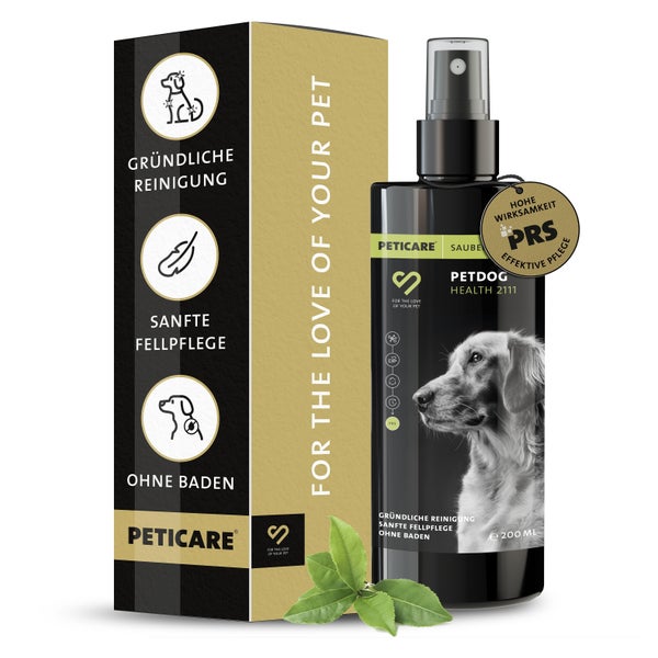 Peticare natürliches Trocken-Shampoo für Hunde, stressfreie Wäsche ohne Wasser 200 ml