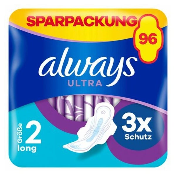 always Ultra Binde Long mit Flügeln Monatspaket, 96 Binden (3 Packungen x 32 Stück) 1 St